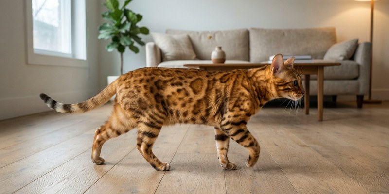 bengal cat walking on