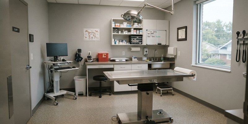 empty veterinary consulting room