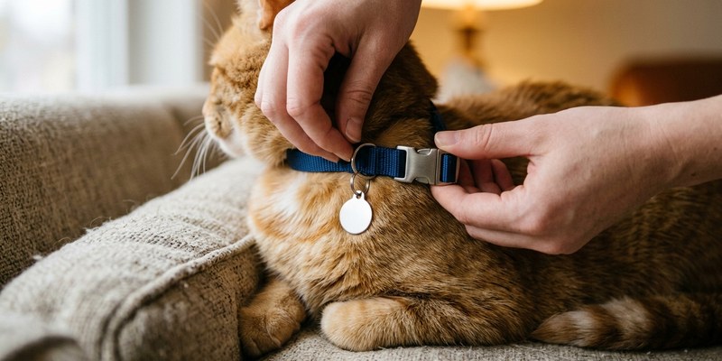 manos ajustando collar