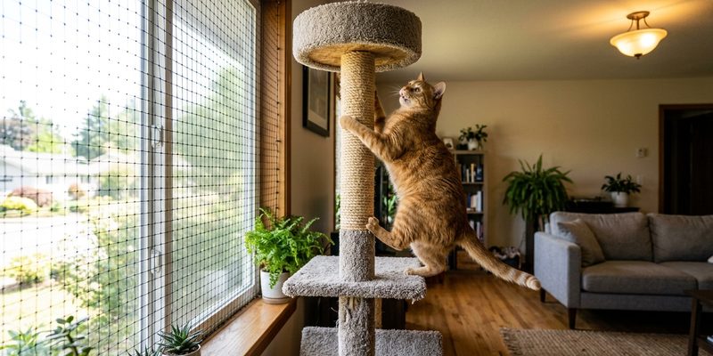 gato trepando plataforma