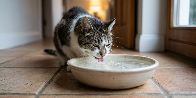 gato anciano bebiendo