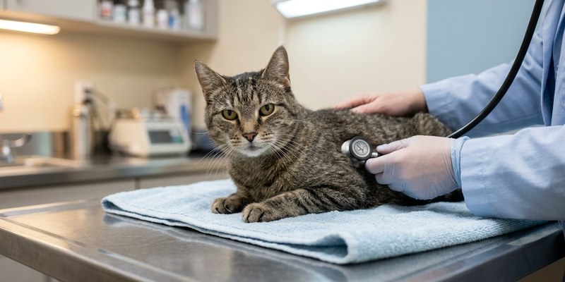 veterinario estetoscopio gato