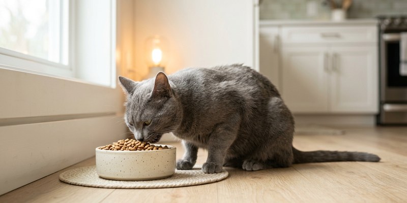gato comiendo croquetas