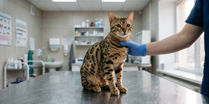 cat sitting on examination