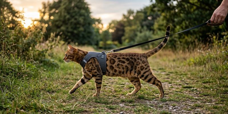 spotted cat walking on