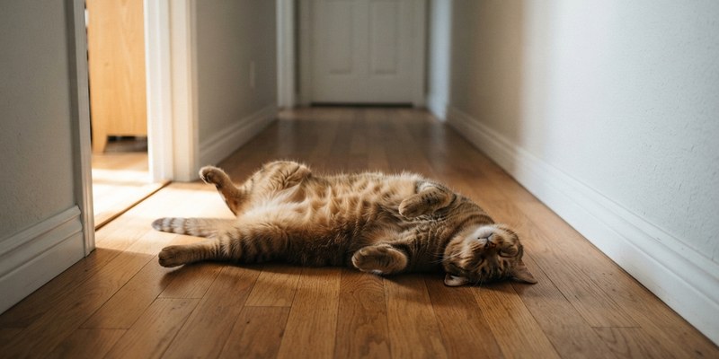 cat asleep on back