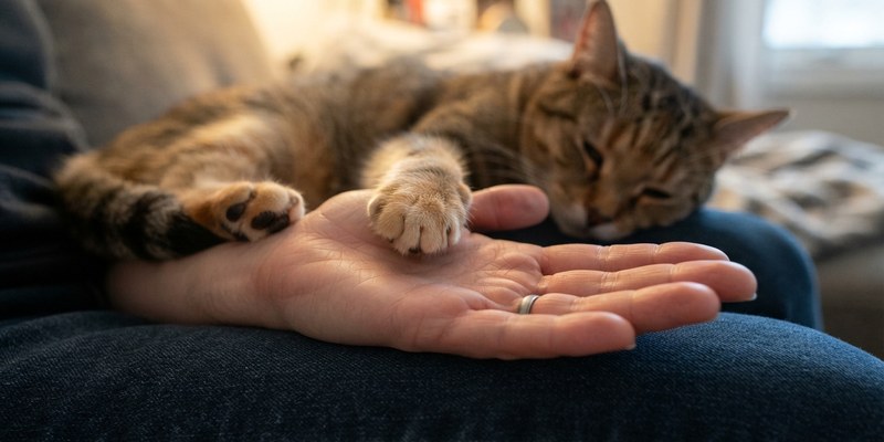 cat paw on human
