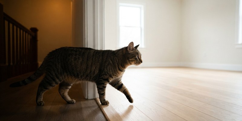cat stepping through doorway