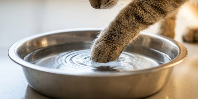 gato tocando agua