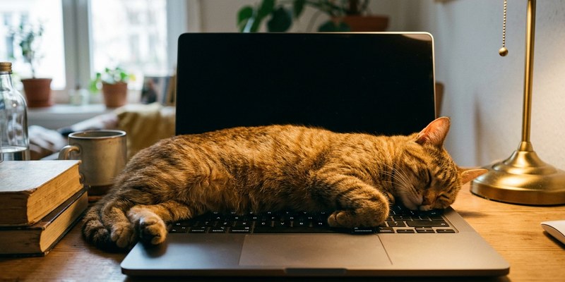 gato sobre teclado