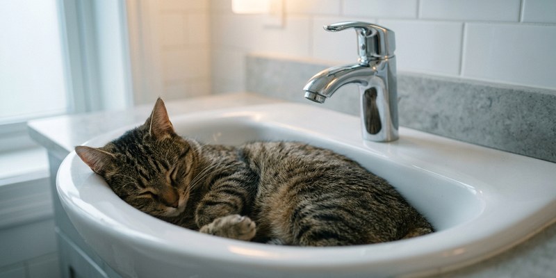 gato en lavabo