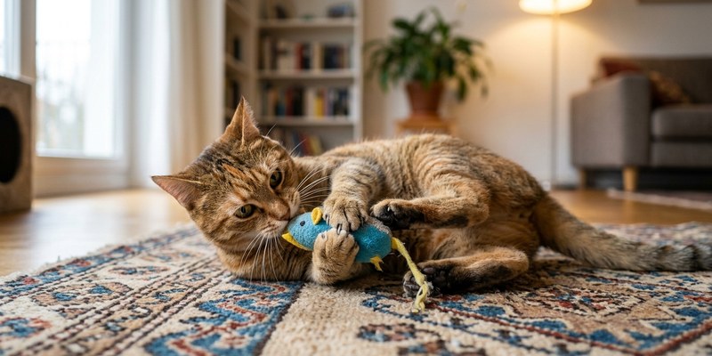 gato jugando y