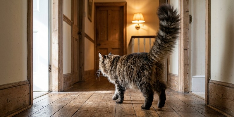 gato cola peluda