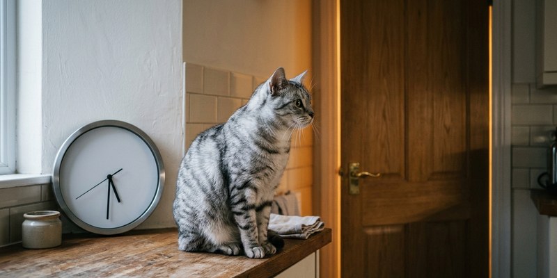 gato reloj cocina