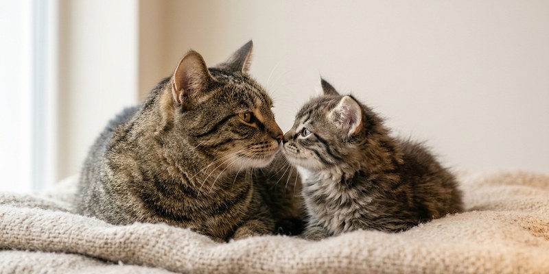 gato cria manta
