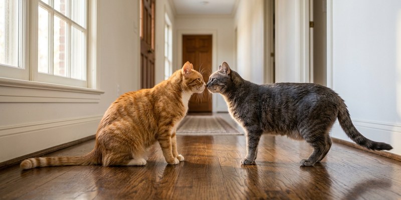 dos gatos pasillo