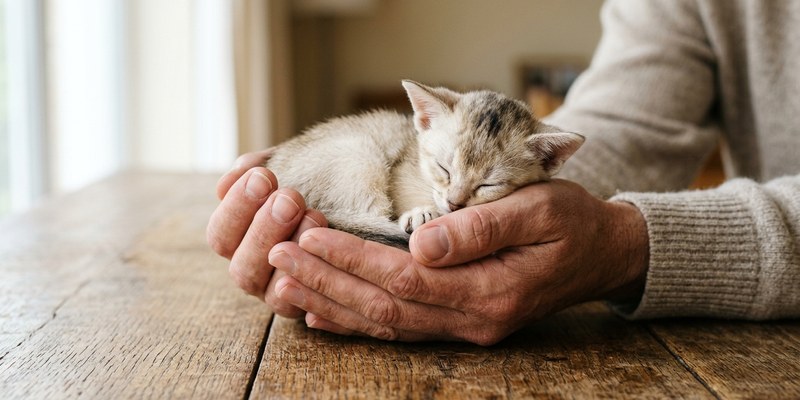 cat resting in human