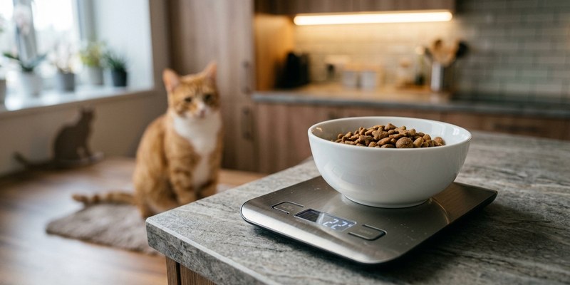 kitchen scale with kibble