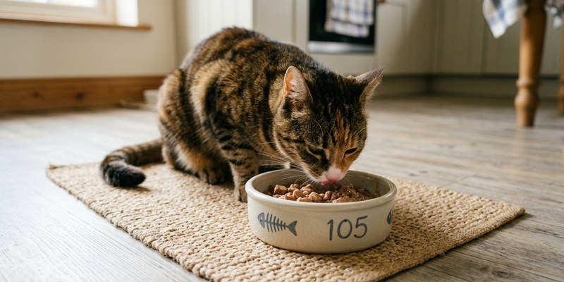 cat eating from food