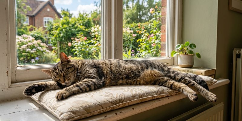 adult cat lying on