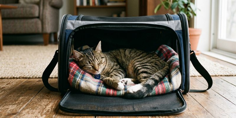 cat resting in carrier