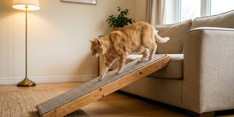 cat walking on ramp
