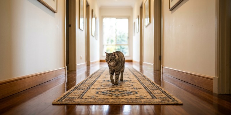 elderly cat walking on