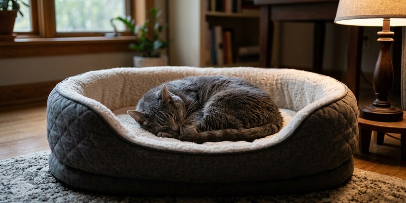 senior cat asleep on