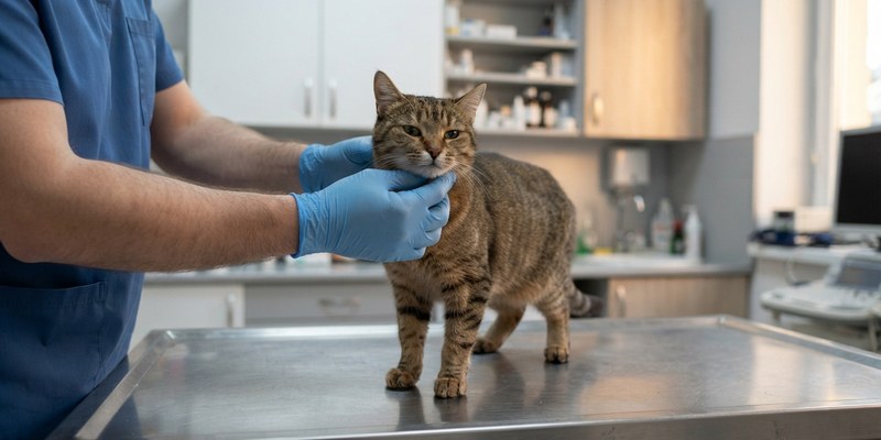 cat on examination table