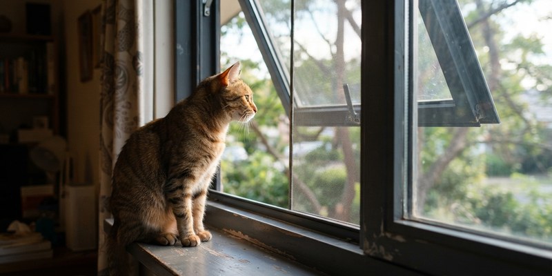 cat sitting on window