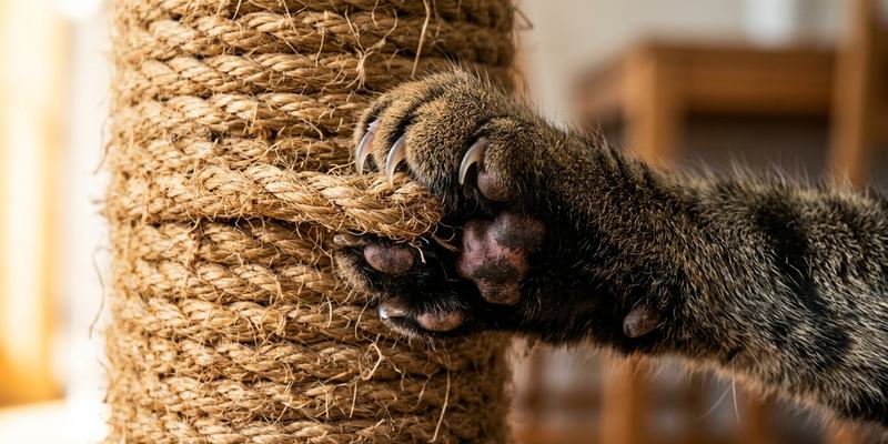 cat paw gripping rope