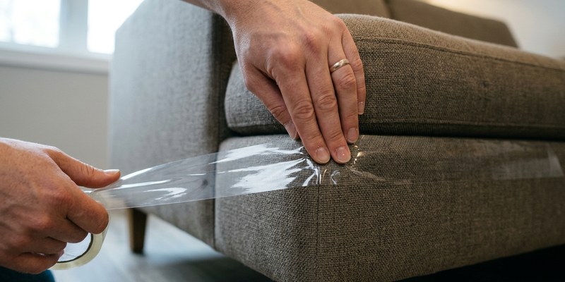 hands smoothing tape on