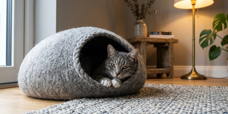 cat resting in bed