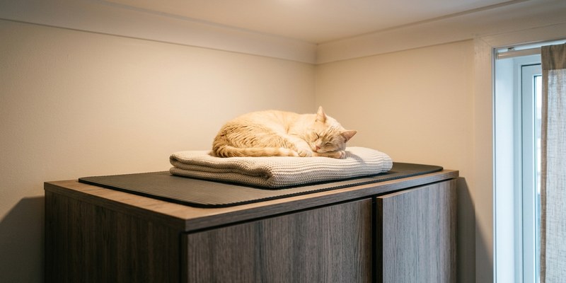 cat resting on wardrobe