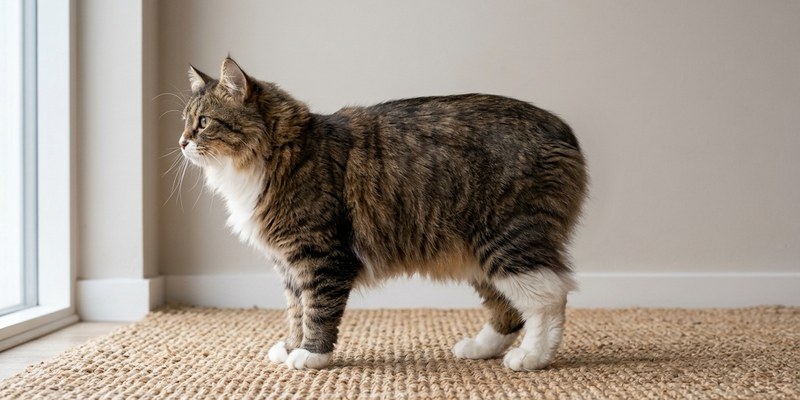 tailless cat standing on
