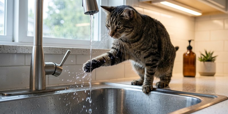 muscular cat batting tap
