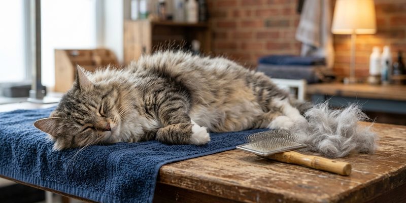 cat standing on wooden