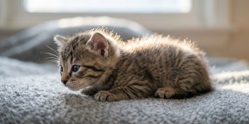 kitten resting on wool