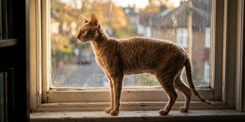 cat standing on windowsill