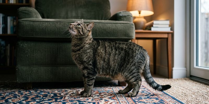 mature cat standing on