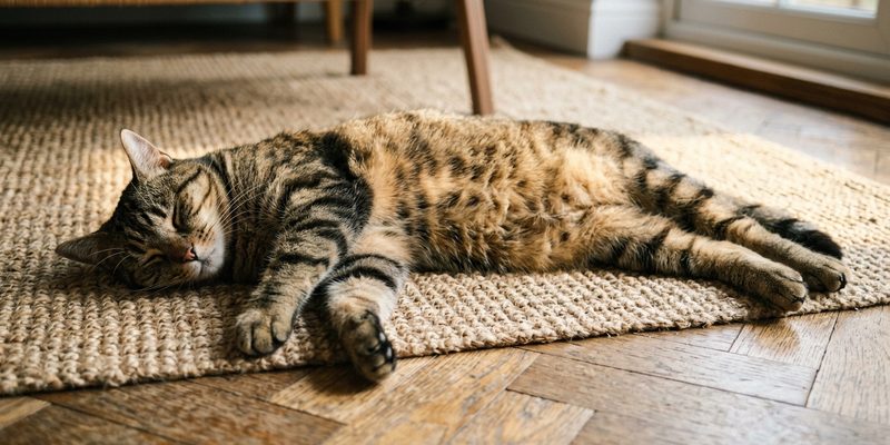 tabby cat sleeping on
