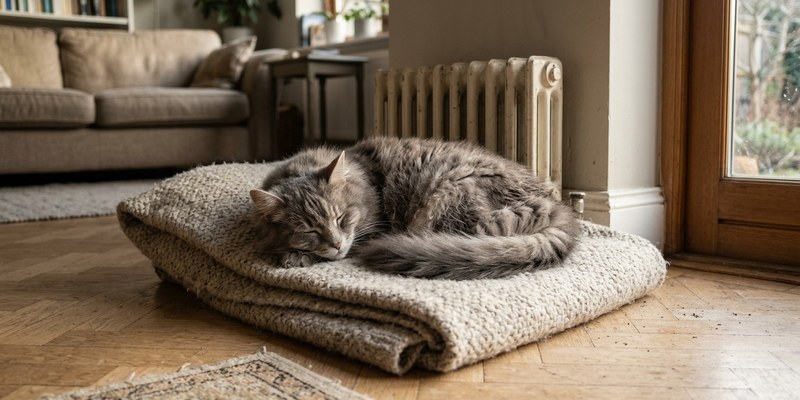 cat sleeping on blanket