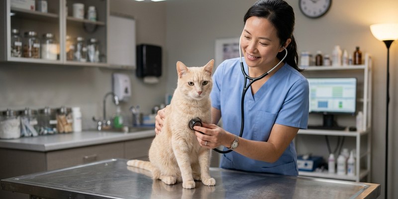 veterinario y gato