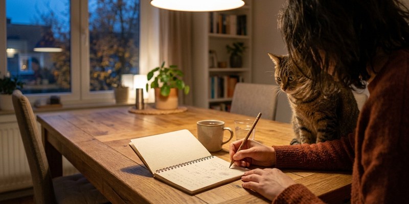 persona escribiendo y