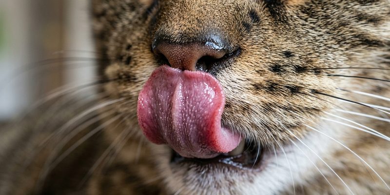 cat licking its nose