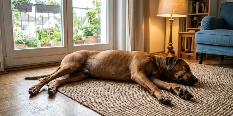 dog lying on living