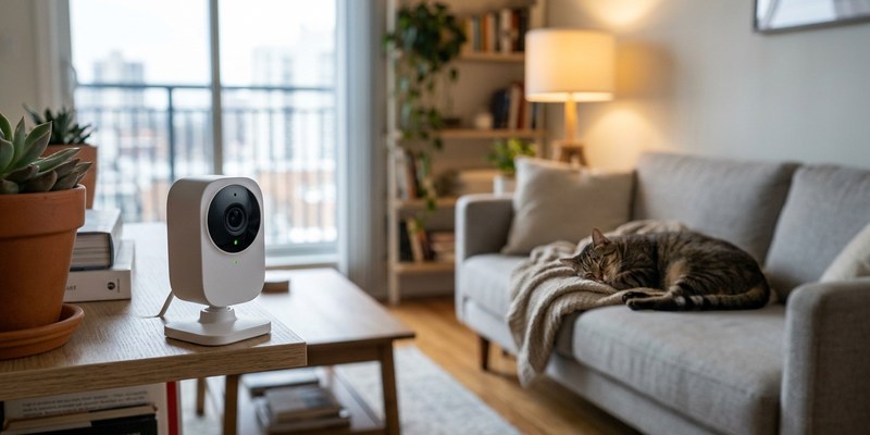 camera monitoring living room