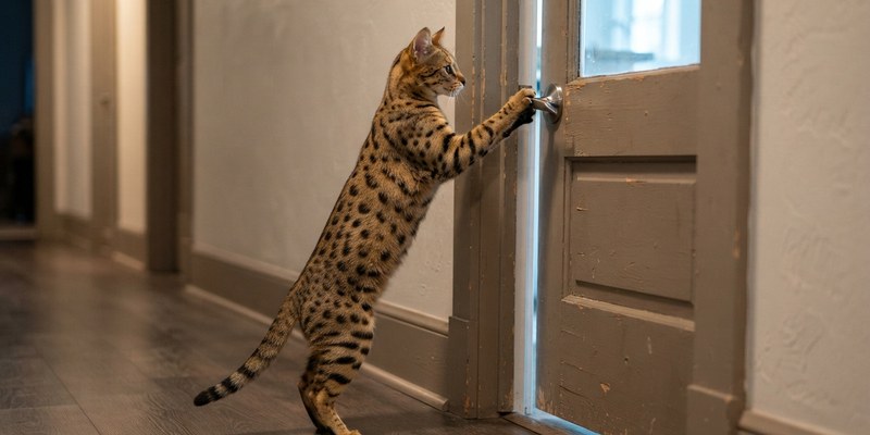 cat opening door handle