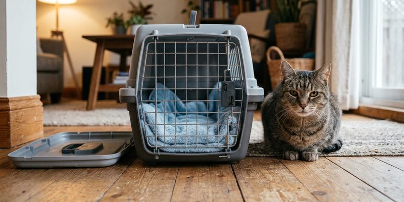cat sitting beside open