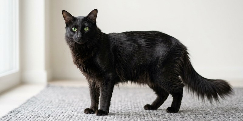 cat standing on rug